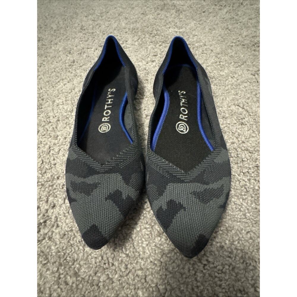 Rothy‘S Women’s Limited Edition, Black And Gray Camo Flats, Size 9.5